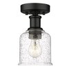 Z-Lite Bryant 1 Light Flush Mount, Matte Black And Clear Seedy 734F1-MB